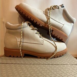 Urban Outfitters Cream Leather Boots
